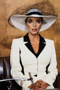 GREAT MOMENT IN PEARL HISTORY: Joan Collins as Alexis Carrington on Dynasty Wearing Pearls