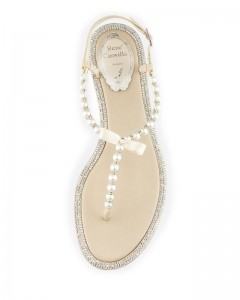 PEARL FASHION: Pearly & Crystal Flat Thong Sandals at Neiman Marcus