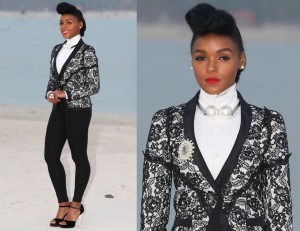CELEBRITY PEARL FASHION: Janelle Monae Shows Style with Large Pearls at 2015 Chanel Cruise