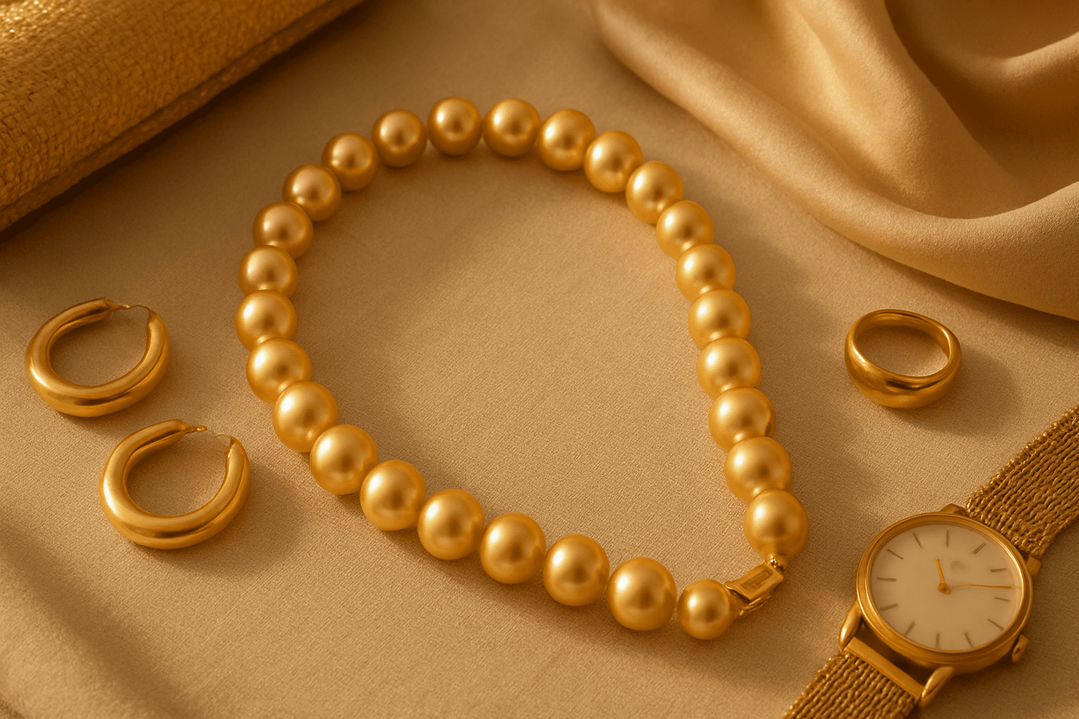 Kultaisten helmien stailaus