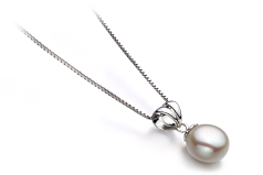 9-10mm Makeanveden Riipus in Sally Valkoinen