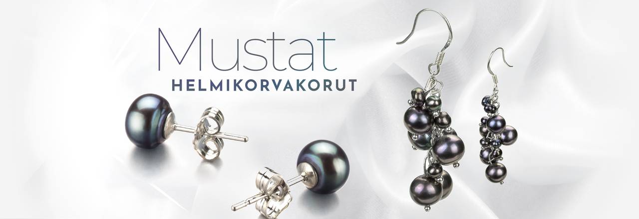 PearlsOnly Musta helmi korvakorut